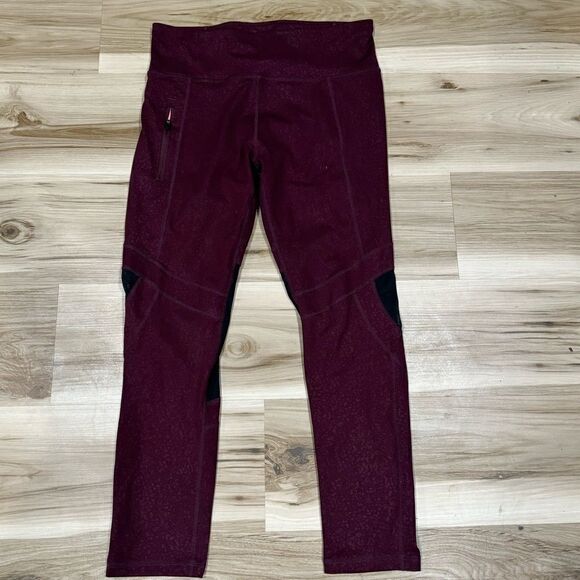 Nanette Lepore Maroon Mesh Leggings Women’s Large - Picture 1 of 4